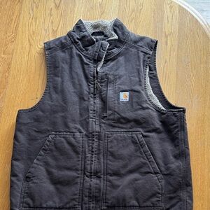 Carhartt Dark Brown Sherpa-Lined Work Vest